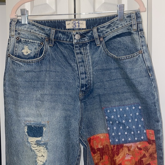 FREE PEOPLE Patchwork Jeans Size 31" We the Free" Balladonna High Rise Bootcut - Picture 3 of 12